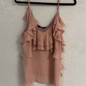 Ruffled Peach Sleeveless Top